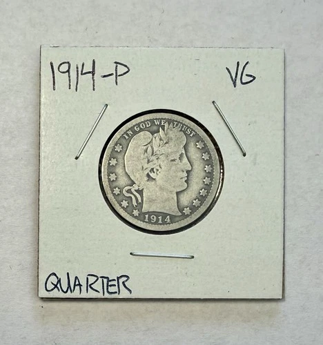 1914-P Barber Quarter Silver - Very Good (VG)