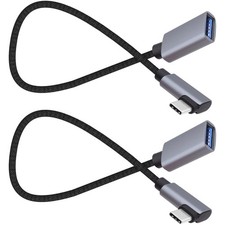 2 Pack USB3.0 To Type-C OTG Adapter Cable 5GB Right Angled Male To A Female