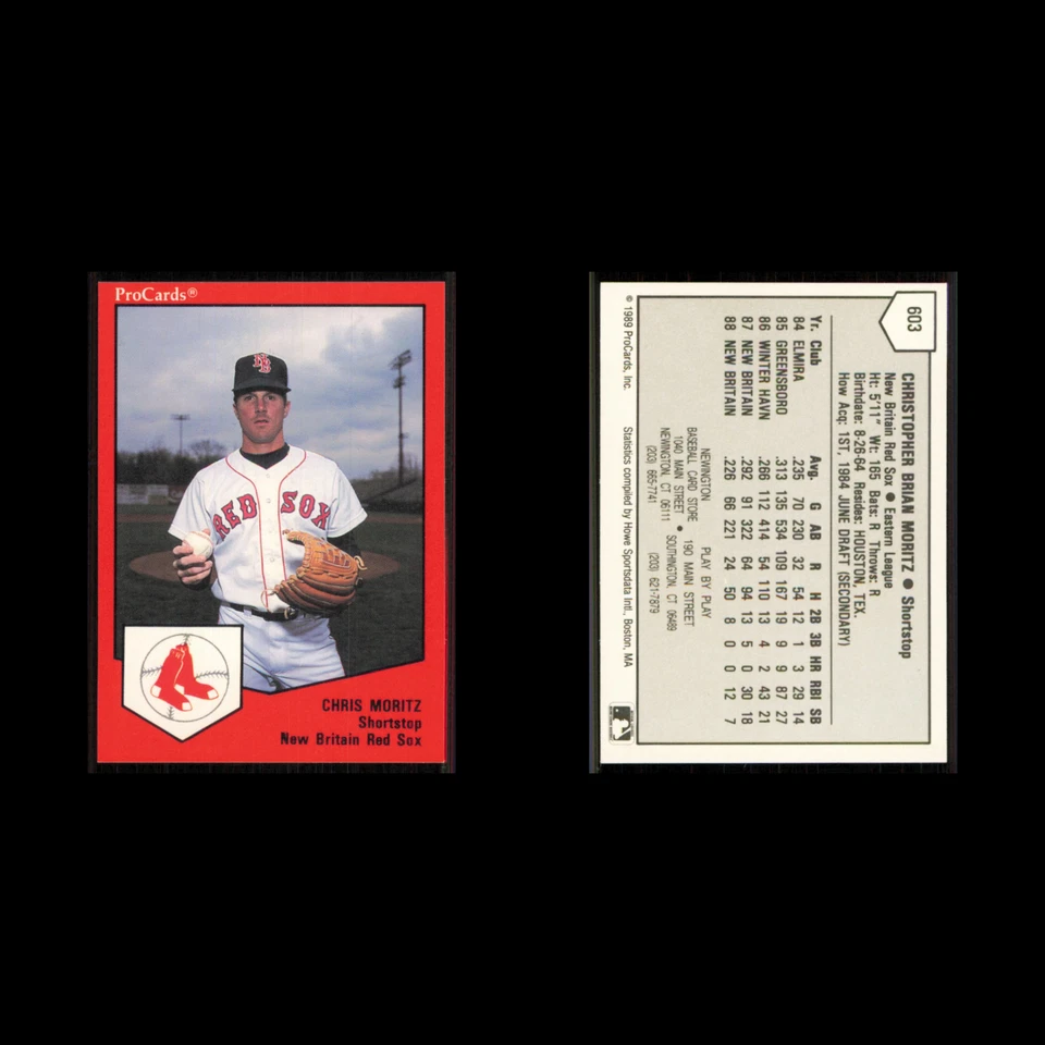 Chris Moritz #603 1989 ProCards Minor League Team Sets New Britain Red Sox Card - Image 3 of 3