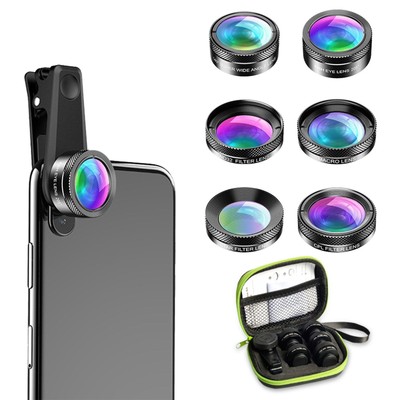 YIDOBLO Kit di obiettivi 5 in 1 per fotocamera del cellulare: teleobiettivo 2X, fisheye 195, grandangolo 110°, 10x, marco 170, super grandangolare, per iPhone, Samsung, ecc YIDOBLO Kit di obiettivi 5 in 1 per fotocamera del cellulare: teleobiettivo 2X, fisheye 195, grandangolo 110°, 10x, marco 170, super grandangolare, per iPhone, Samsung, ecc