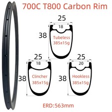 Cerchi in carbonio 700C 25mm larghezza 38mm profondità simmetria bici strada tubeless/clincher