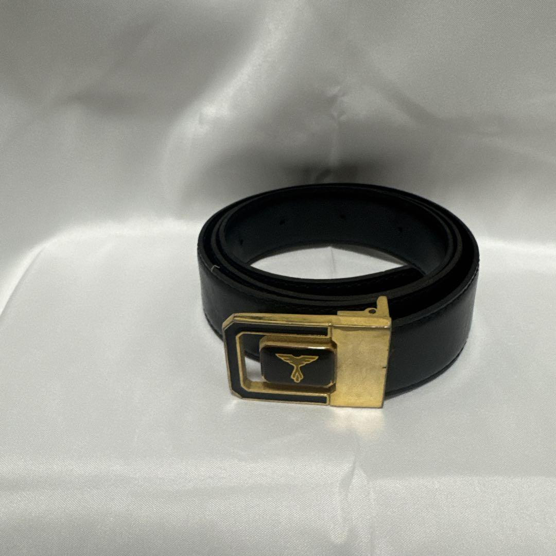 Black Eagle Hawk Leather Belt with Metal Buckle 37in Simple Design Used