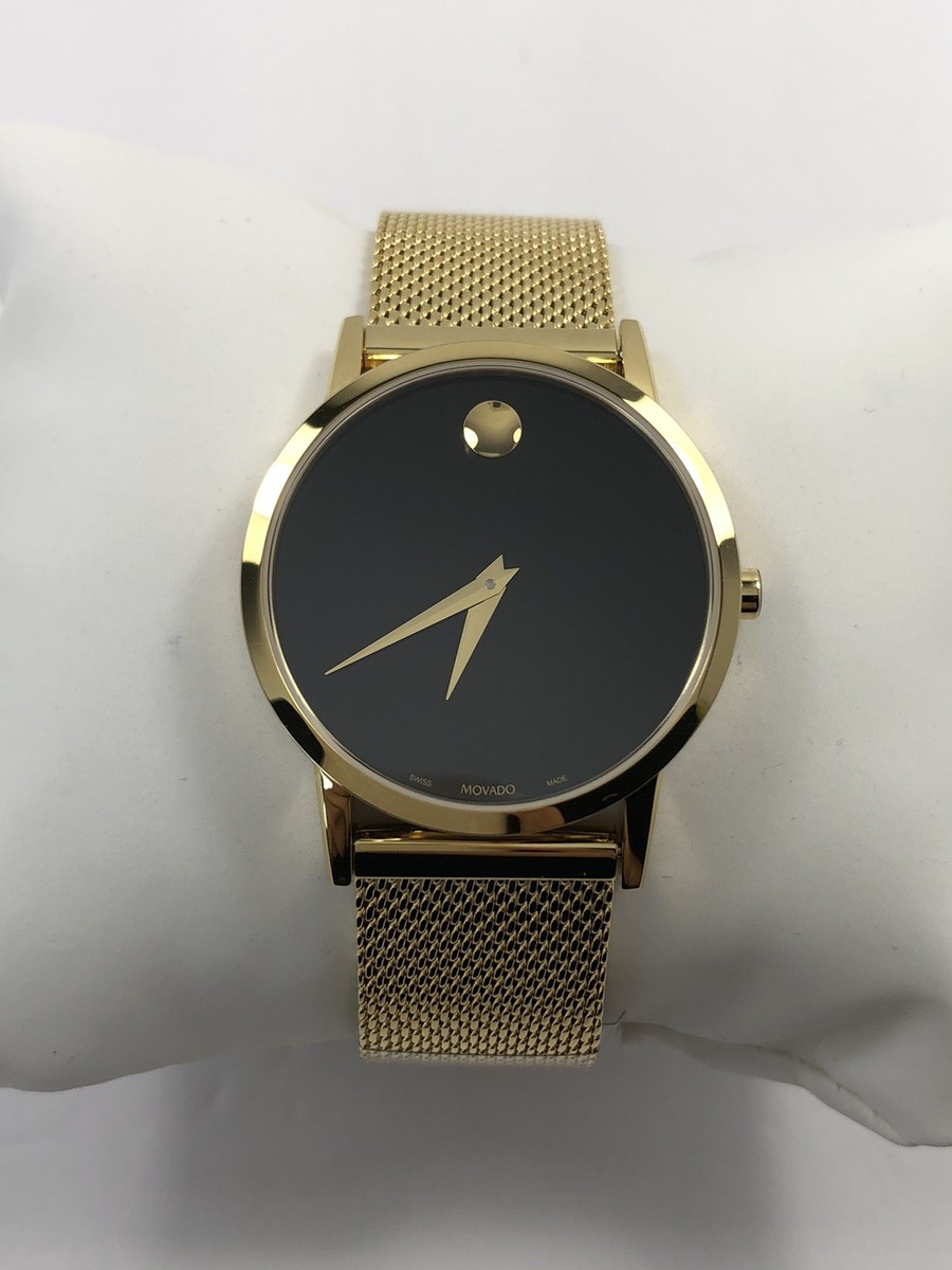 Movado Museum Classic Quartz Gold Tone Stainless Steel Ladies Mesh