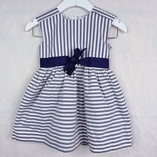 Carter's Girl Size 3T Stripe White  Blue Sun Dress Solid Lining  Cotton Blend