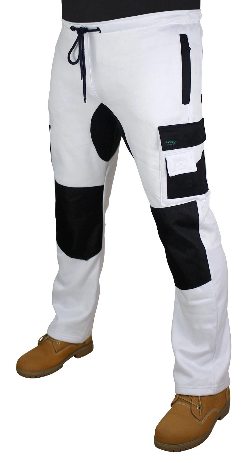 Mens Painter White Fleece Decorators Cargo Work Trousers Knee Pad Pock Trousers