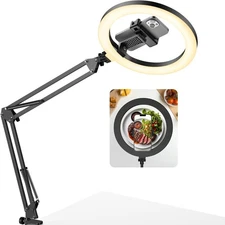 Desk Ring Light Overhead Camera Phone Mount Selfie Light for Video Recording USA