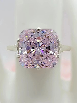 2.00Ct Lab Created Cushion Cut Pink Diamond Solitaire Ring 14K White Gold Plated