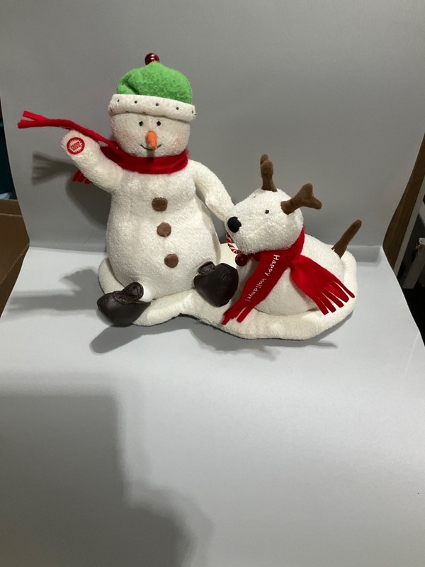 Vintage 2004 Hallmark Jingle Pals Snowman & Dog Animated Musical Singing Plush