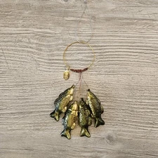 Green Blown Glass Fish Rope Stringer Christmas Ornament Seasons of Cannon Falls