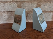Vintage pair of small book ends with old prints on each 14x8.5x7cm