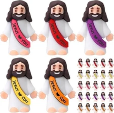 Bememo 25 Pcs Little Jesus Figures Original Design Easter Jesus Love You Mini Ru