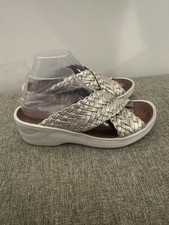 Bzees Silver Metallic Slip On Wedge Sandals Size 9.5