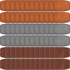 60 Pack Blank Leatherette Hat Patches with Adhesive Rounded Rectangle Patches