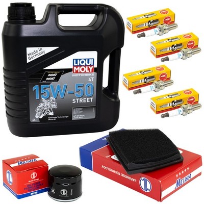Wartung Set Öl 4L für Aprilia Caponord 1200 13-17 Luftfilter Ölfilter Zündkerzen