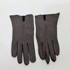 Vintage Ladies Deerskin Leather Driving Gloves Tan Brown Sz 7 1/2 B