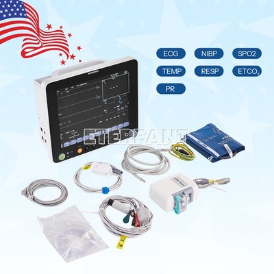 12'' Patient Monitor with ETCO2 Multi-Parameter ECG/NIBP/RESP/TEMP/SPO2/PR/ETCO2
