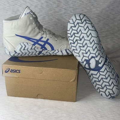 Asics Aggressor 5 Wrestling Shoes White Blue Size 11.5 Rare Vintage
