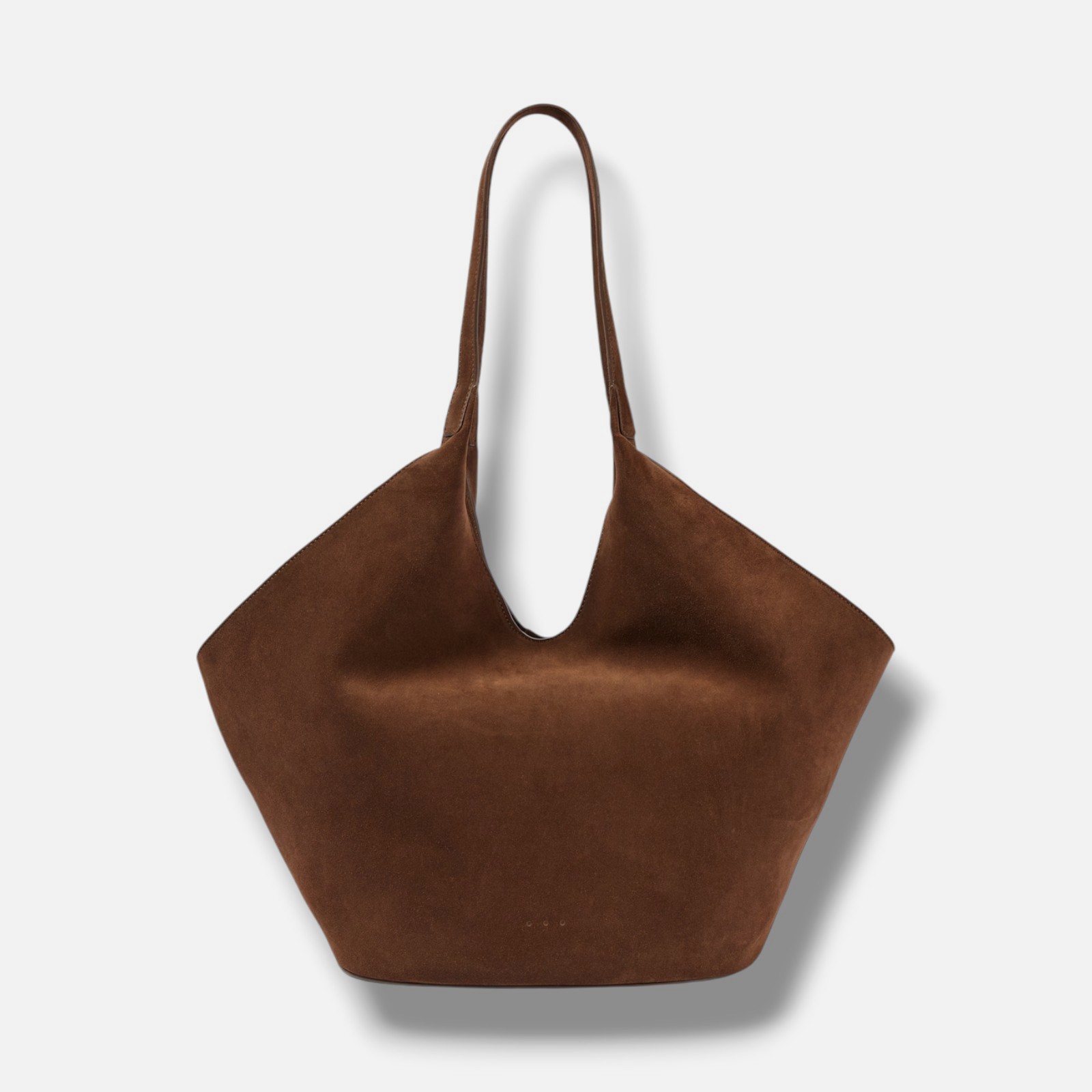 Aesther Ekme Women's Brown Suede Embossed-Logo Large Magnetic Phantom Bucket Bag