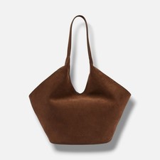 Bolso Cubo Fantasma Grande Magnético Aesther Ekme Para Mujer Marrón Gamuza Logotipo Repujado