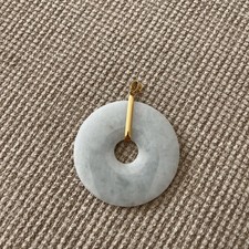 Antique / Vintage Jade Pendant  Chinese Singapore Natural Donut Pendant Bi Disc