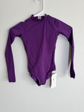BalTogs Girls Mock Neck Long Sleeve Dance Leotard Criss Cross Back Purple SC
