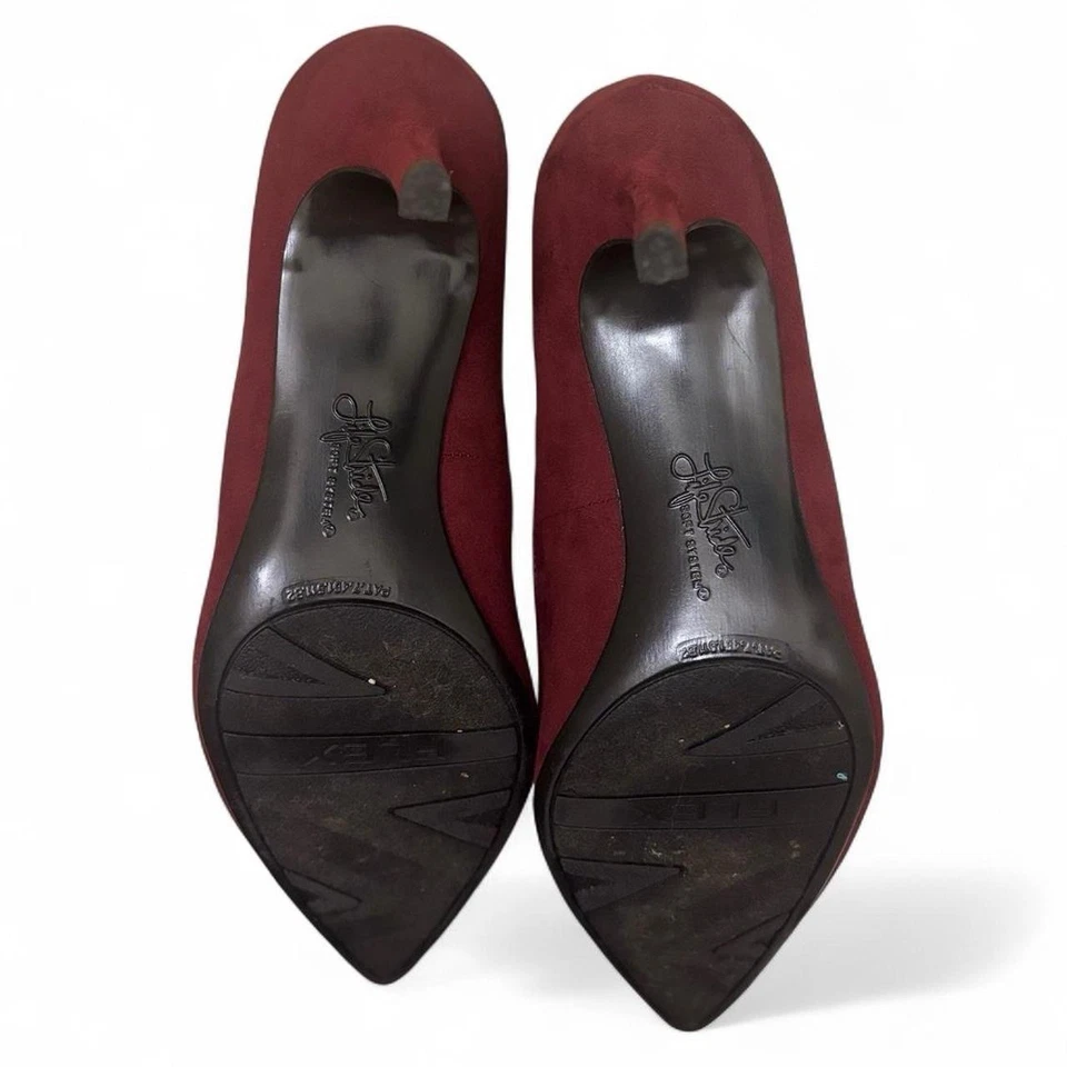 Life Stride 软系统勃艮第红宝石红色麂皮绒人造麂皮绒高跟鞋 — 第 3/4 张图片