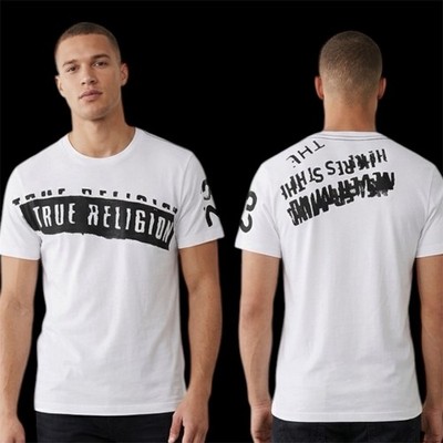$69 TRUE RELIGION White Black STENCEL Short Sleeve Graphic T-shirt NWT