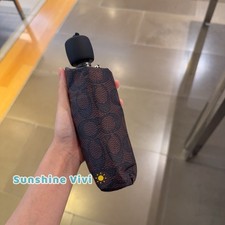 NWT Coach Uv Protection Mini Umbrella Signature Print CZ197 Silver/Walnut Black