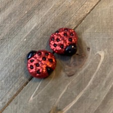 LADYBUG Earrings; sparkly Stud earrings