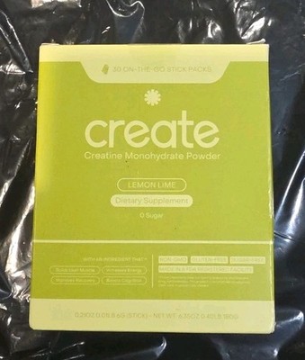 Create Creatine Monohydrate Powder Lemon Lime Dietary Supplement 30 sticks  NEW