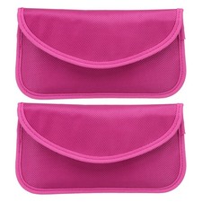 2Pcs Faraday Bags, 6.5" Signal Blocking Pouch Wallet for Car Keys, Rose Red