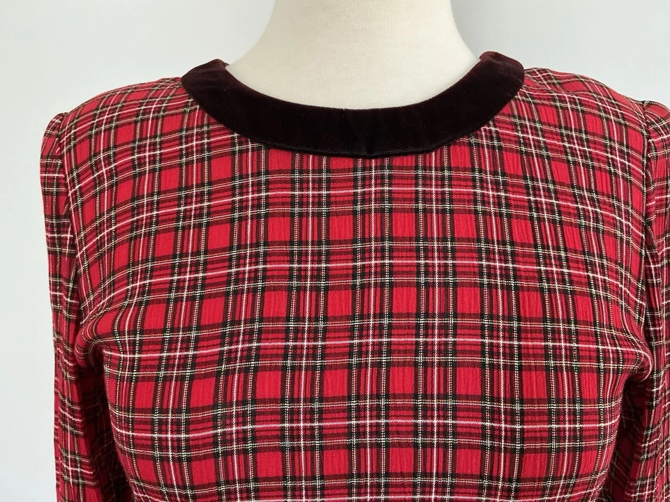 Vestido Vintage Años 90 Cuadros Cintura Imperio, Grunge Talla Pequeña Foto 4 de 4