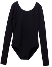 Girls Classic Long Sleeve Leotard for Ballet 8-10 Years Black - Long Sleeve