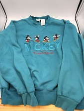 Vintage 90s Mickey Mouse Disney Store Crew Sweatshirt Large Turquoise