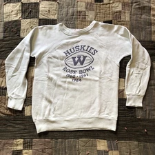 Vintage 60’s 1964 Washington Huskies Rose Bowl White Cotton Sweatshirt AAWU 34