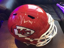 Autographed Xavier Worthy full size replica Kansas City Chiefs helmet in a case