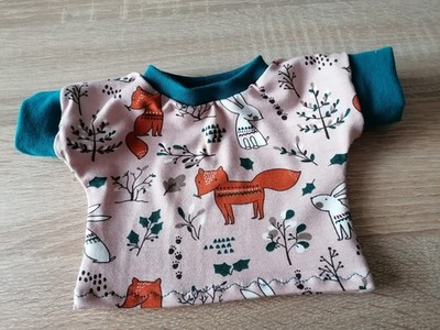 Oberteil kleiner Hase  und Fuchs   , Shirt für Puppe 38 cm - 44 cm
