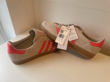 Scarpe da ginnastica Adidas Gazelle crema e rosa taglia UK 10 nuove con scatola