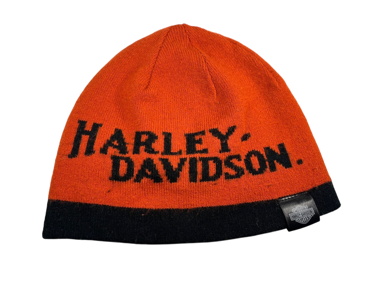HARLEY-DAVIDSON Orange/Black MOTORCYCLE BEANIE Winter Biker 