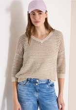 CECIL 303843 Pullover 3/4 Arm V-Neck und Garn...