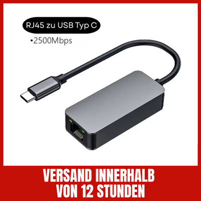 USB-C-Ethernet-Adapter 2,5G LAN RJ45 2500 Mbit/s 2,5 Gigabit für MacBook Windows