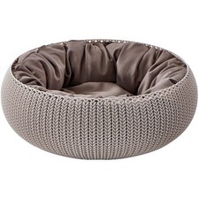 Keter by Curver Knit Cozy Resin Plastic Pet Bed for Dogs and Cats, Sandy Beige