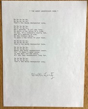 Walter Lantz signed lyrics 'Woody Woodpecker Song'