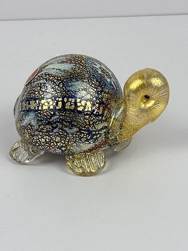 Vintage Murano Bortolitti & Rubelli Millefiori Art Glass Multi-color Turtle