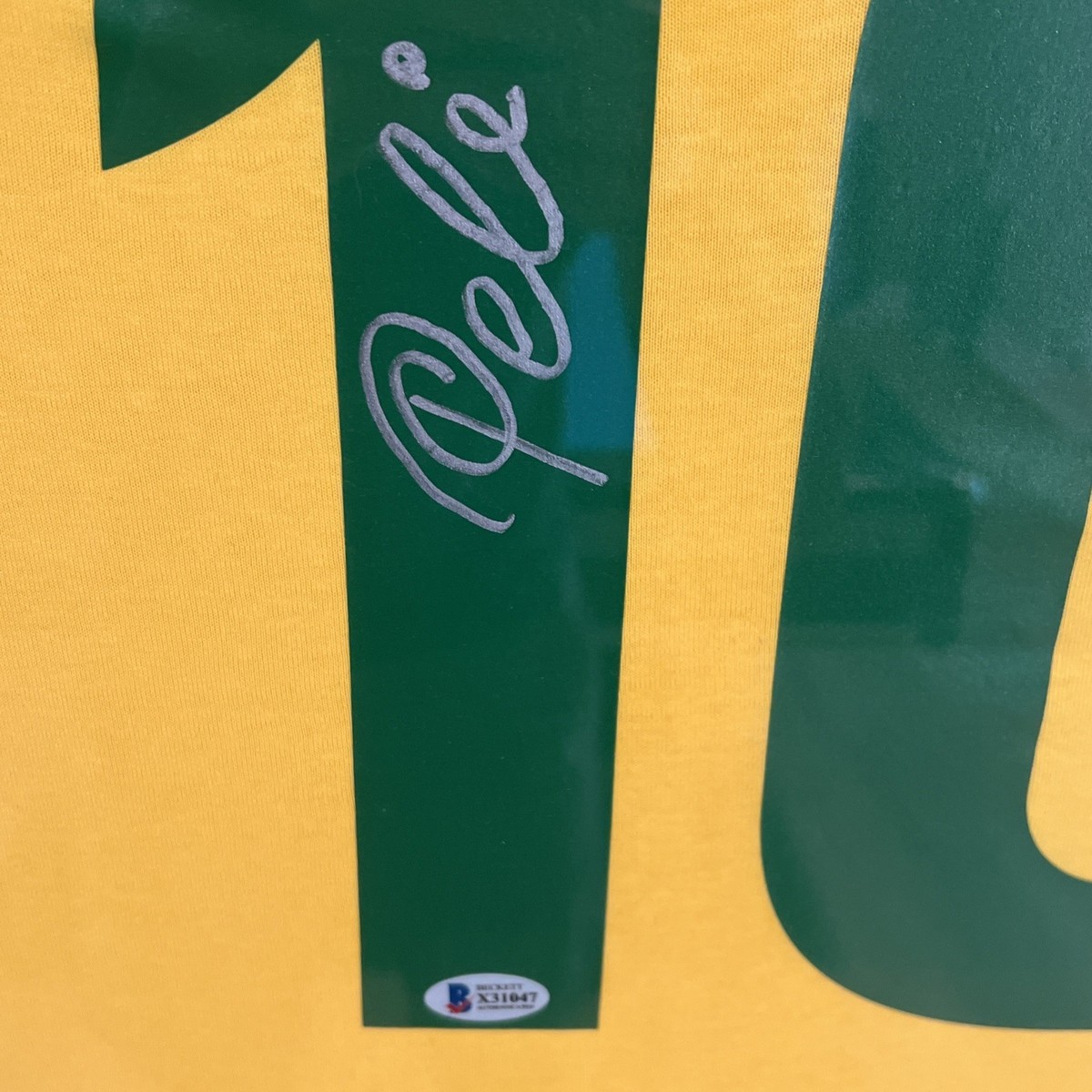 🔥 PELE Signed Jersey Custom 4 Pic Suede Framed - Brazil COA/BAS