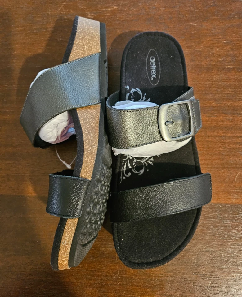 Aetrex Daisy Adjustable Orthopedic Slide In Black, Size 9, NIB MSRP-129 - Image 3 of 4