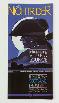 1984 London Scotland Nightrider Intercity Train Video Lounge VTG Travel Brochure