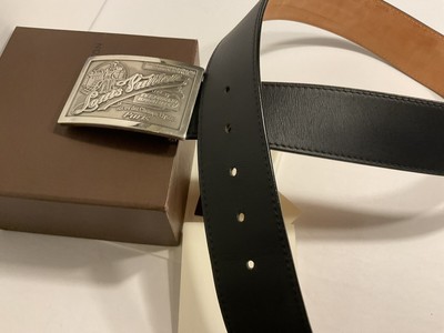 Vintage Authentic Louis Vuitton Black Leather Belt Leather belt Louis Vuitton Black size 85 cm in Leather  main image 4