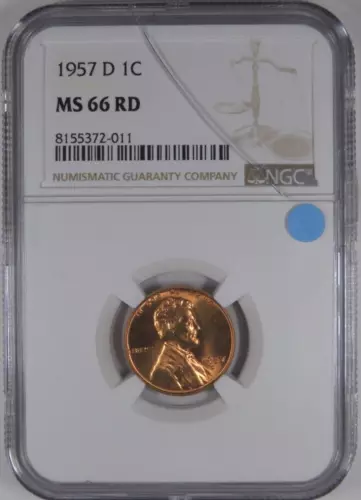 1957-D 1C NGC MS 66 RD Lincoln Wheat Cent [011]