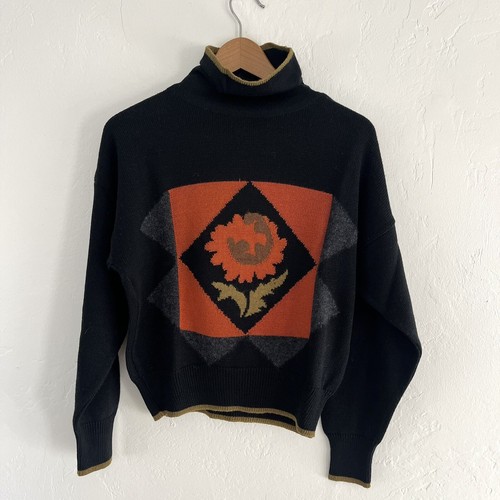 Vintage Mondi Rollkragenpullover schwarz Wollmischung Größe 34